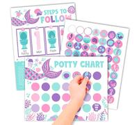 Hadley Designs Tabla de entrenamiento para orinal de sirena para niñas pequeñas, tabla de calcomanías de entrenamiento para orinal con calcomanía, tabla de calcomanías para niños, tabla de recompensas