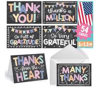 Hadley Designs Tarjetas de agradecimiento a granel con sobres, 54 tarjetas de agradecimiento para niños para profesores, bonitas tarjetas de agradecimiento en blanco y sobres, divertida tarjeta de