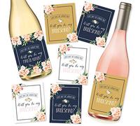 Hadley Designs Will You Be My Bridesmaid - Calcomanías o etiquetas para botellas de vino, ideas de propuesta de dama de honor, regalo de boda, dorado blanco y azul marino "I Can't Say I Do Without You
