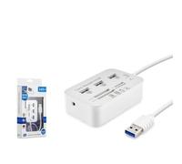 Hadron HDX7028 USB-A 3.1-3xUSB 3.0 Hub + USB Hub con lector de tarjetas MS/SD/M2/TF, color blanco