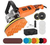 Haedswer Pulidora Coche 1580W, 7 Velocidades Variables, 500-3300 RPM, D-Mango Desmontable/Mango Lateral, Pulidora Orbital Coche para Pulir Coche y Encerar