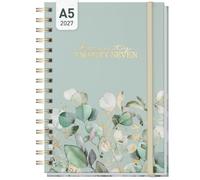 Häfft® Agenda internacional A5, en inglés (+ IT/FR/ES) "Minty Leaves"