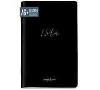 Häfft paper&you® Cuaderno A6+ rayado, pequeño y práctico "Black Edition"
