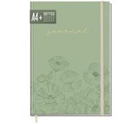 Häfft =paper&you® Dotted Journal A4+ con banda elástica Green Poppy 156 páginas, cuaderno de notas con puntos, diario - sostenible & respetuoso con el clima
