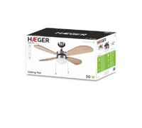 HAEGER Cozy Fan Ventilador de Techo - Ilumina y refresca tu ambiente, 4 aspas, 3 velocidades, Rotación reversible y Funcionamiento silencioso.