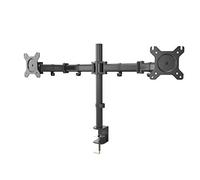 Haeger DB-T27.001A Soporte de TV Dual Tilt & Swivel 13" - 27" para Monitores o TV de 13”- 27”, Diseño de Fácil Montaje, C-Pinza para Agarrar a la Mesa