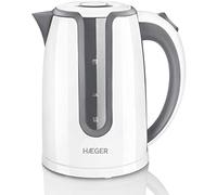 Haeger – Tetera eléctrica EK-22G.019A 1,7 L 2200 W Resistencia INOX Apagado automático Gris/Blanco