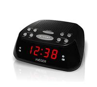 HAEGER HÆGER SNOOZER - Radio Despertador Am/FM, con Alarma de Despertador Doble, 20 Memorias