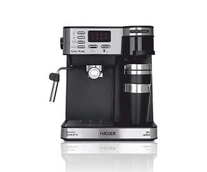 HAEGER Multi Coffee - Cafetera Espresso con 1450w, Capacidad: 1,2L - Pantalla de LED, Boquilla de Espuma y Bandeja de Goteo Desmontable, Cesta del Filtro extraíble y Lavable.