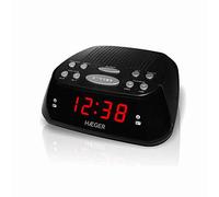 Haeger Radio despertador digital RA-06B.005B — Snooze, doble alarma, pantalla LED roja