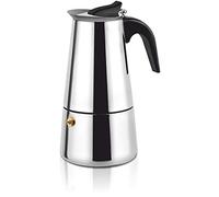 HAEGER SS Moka Pot 6 - Cafetera Italiana INOX, Apto en Todos los Elementos de Calefacción, válvula de Seguridad, manejo de Aislamiento térmico en Negro