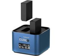 Hähnel - ProCube 2 - Cargador DSLR Duo - para Panasonic - Enchufe EU/UK/USA - Cargador para baterías DMW-BLC12, BLF19 y BLK22 - Puertos de Carga USB Integrados y Ranuras AA