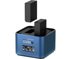 Hähnel - ProCube 2 - Cargador DSLR Duo - para Panasonic - Enchufe EU/UK/USA - Cargador para baterías DMW-BLC12, BLF19 y BLK22 - Puertos de Carga USB Integrados y Ranuras AA