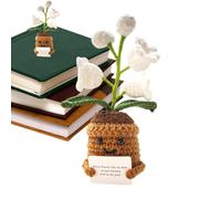 Häkel Blumenlampe | Maiglöckchen Nachtlicht | Tischlampe Vintage - Wolle Handgestrickt 5 6x16cm Knopfbatterie | Lilien Häkel Schreibtisch Nachtlicht Emotionale Karte | Zuhause Nachttisch Schlaf