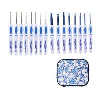 Häkelnadeln Set Ergonomisches Design Griff Stabil Häkeln Bequem DIY Strickwerkzeuge für Anfänger Enthusiasten Aluminium Kunststoff 16 Größen Christmas Gifts (Azul)