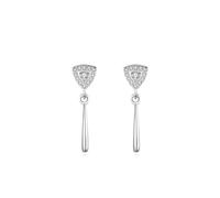 Hänge Ohrringe Silber, Ohrhänger Silber 925 Set Geometrisches Dreieck mit Rundschliff Weiß Zirkonia