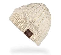 HaetFire Bluetooth Beanie Gorro de Música Sombrero Bluetooth Auriculares de Gorro Tejido Térmico para Invierno, Adecuado para los Deportes al Aire Libre como esquí Corrida Bicicleta (Blanco)