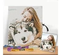 Haeua Punto de cruz personalizado de 11ct con patrón preimpreso, XXXinch, tela estampada personalizada con tu foto (50x70 cm)