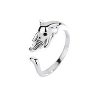 HAEUYA Anillo de boda, anillos for mujer, anillos de plata de ley 925 a la moda for mujer, anillo ajustable con cola bonita de Bulldog/gato/ratón/elefante(Elephant Style)