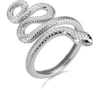 HAEUYA Anillo de bodas,Anillos for mujer,Anillos de serpiente ajustables de oro y plata 925 Animal grande Redimensionable Lujo Nuevo Círculo redondo Joyería de anillo fino for mujer(Silver)