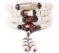 HAEUYA Cuentas de oración, pulseras de cuentas, 108 cuentas de oración, pulsera Mala de madera natural, estrella, luna, Bodhi, collar de meditación budista tibetano, joyería de aniversario(7 * 9mm)