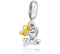 HAEUYA Dijes de Cuentas for Mujer,Colgante de Plata,Joyería con Dijes Princesa Tiana Rana Colgante de Corona con Brillo Dorado Cuentas de Plata 925 Se Adapta a Pulseras Collares for Mujer Mamá Esposa