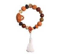 HAEUYA Pulseras de Cuentas, Cuentas de oración, Cinco Elementos, Oro Bodhi, Madera, Agua, Fuego, Tierra, 18 Semillas, Pulsera de Cuentas de Buda con múltiples Tesoros, joyería artística(Gold)