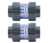 HAF® 2 válvulas antirretorno de PVC transparentes con 2 manguitos adhesivos de 63 mm, cargada por muelle, válvula de retención cónica de PVC gris para todas las tuberías. Calidad: fabricado en Europa