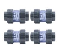 HAF® 4 válvulas antirretorno de PVC transparentes con 2 manguitos adhesivos de 63 mm, cargadas por muelle, válvula de retención cónica de PVC gris para todas las tuberías. Calidad: fabricado en Europa
