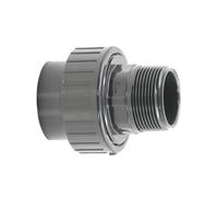 HAF® Accesorios de PVC con manguito adhesivo de 50 mm x rosca exterior de 1 1/2", conexión de PVC gris, adecuado para tuberías de piscina y mucho más...Calidad: fabricado en Europa, cantidad: 1 pieza