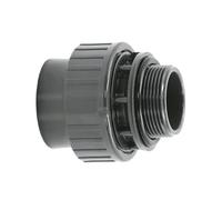 HAF® PVC Fittings - Junta tórica con manguito adhesivo de 50 mm x 1 1/2" rosca exterior, conexión de PVC gris para tuberías de piscina y mucho más...Calidad: fabricado en Europa, cantidad: 1 pieza