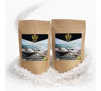 HAF Sales de baño de alta calidad del Mar Muerto de Jordania (2 bolsas de 1 kg) - Sal marina pura natural gruesa para bienestar y alivio del estrés - Sal mineral para baño y cuidado corporal para