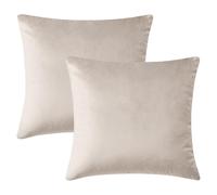 Hafaa Funda Cojin 45 x 45 cm Paquete de 2 Fundas de Terciopelo Almohada Casos Decorativas Cuadradas de Blando Fundas Cojin para la Sofa Dormitorio Estar con Cierre de Cremallera Oculta, Beige