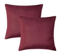 Hafaa Fundas de Cojines 45 x 45 cm Terciopelo Decorativo Suave Fundas de Cojines Paquete de 2 Fundas 18 x 18 Pulgadas con Cremallera Oculta Funda de Almohada Lujosa para Dormitorio Sofá Coche, Rojo