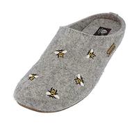 HAFLINGER Pantuflas de fieltro Everest Api con apliques gris piedra, talla 37