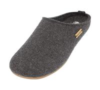 HAFLINGER Pantuflas de fieltro Everest de diseño sencillo en color grafito, talla 38