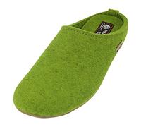 HAFLINGER Pantuflas de fieltro Everest en diseño sencillo verde hierba, talla 38
