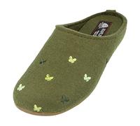 HAFLINGER Pantuflas de Tela para Mujer Everest Farfalline 484014, Talla:39 EU, Color:Verde