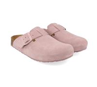 HAFLINGER Porto - Zuecos elegantes de piel, suela de goma y corcho, plantilla de látex, zapatillas unisex, Rosa., 42 EU