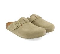 HAFLINGER Porto - Zuecos elegantes de piel, suela de goma y corcho, plantilla de látex, zapatillas unisex, Salvia, 41 EU