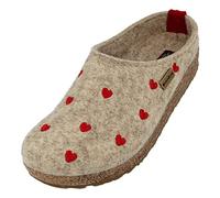 HAFLINGER Zapatillas de casa de Fieltro Grizzly Cuoricini 741031, Talla:39 EU, Color:Beige