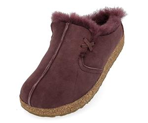 HAFLINGER Zueco de piel de cordero Zapatilla de fieltro berenjena, talla 41