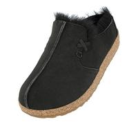 HAFLINGER Zueco de piel de cordero Zapatilla de fieltro negro, talla 41