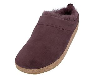 HAFLINGER Zueco piel de cordero Snowbird zapatilla de fieltro berenjena, talla 38