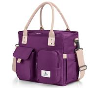 Hafmall Bolsa de almuerzo aislada, a prueba de fugas, con correa ajustable para el hombro para adultos, para el trabajo o pícnic, color morado, 18 l