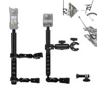 HAFOKO Motocicleta Cámara Monte Kit Compatible con Insta360 X5-X Doble Abrazadera Monte con 47" Invisible Palo con Osmo 360 Osmo Nano ,Motocicleta Bicicleta Manillar Montar Compatible con GoPro 12-3