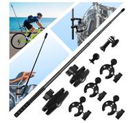 HAFOKO Motocicleta Cámara Monte Kit Compatible con Insta360 X5-X Doble Abrazadera Monte con 47" Invisible Palo Compatible con Osmo 360 Motocicleta Bicicleta Manillar Montar Compatible con GoPro 12-3