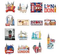 HAFRILY 15 piezas Imán para nevera de Londres con Big Ben, Puente de la Torre, iconos de Londres, Imán para nevera de recuerdos de Londres, regalos para vacaciones, turismo, decoración del hogar