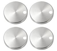 HAFRILY 4 bisagras de asiento de inodoro de 60 mm, cubiertas de acero inoxidable para bisagras de asiento de inodoro, cubiertas de fijación para agujeros ciegos de inodoro, color plateado