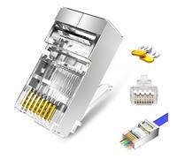 HAFRILY Cables Ethernet Cat 6 con 20 conectores RJ45, cabezal de cristal de escudo de dos piezas, apertura de 1,5 mm para CAT6/CAT7, apto para AWG23 de 0,57 mm de diámetro